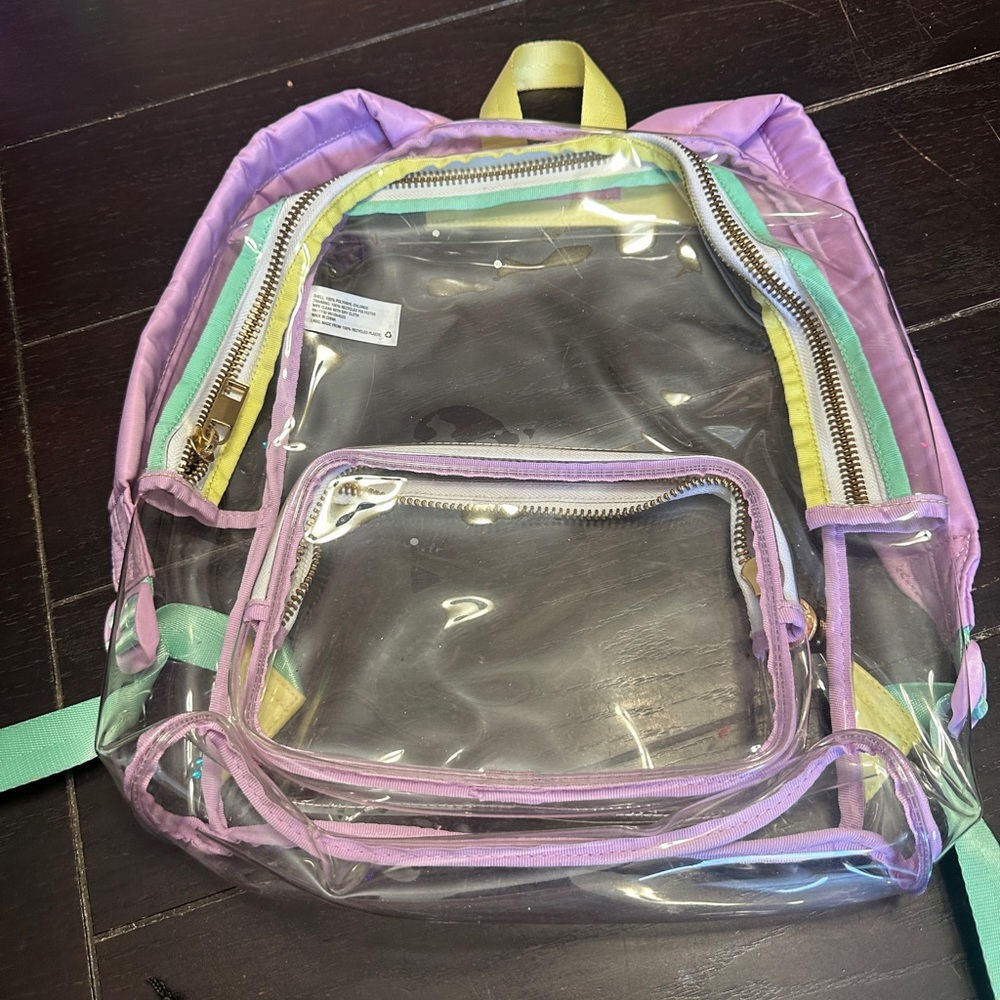 Stoney Clover Lane Clear Backpack with Purple Trim